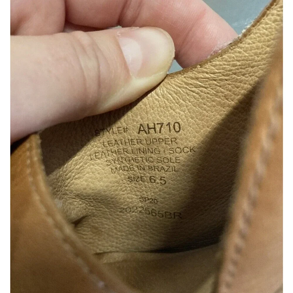 Madewell Cary Katerina Heels Peep Toe Tan Leather Slingback Sandals AH710 6.5 - Picture 3 of 8